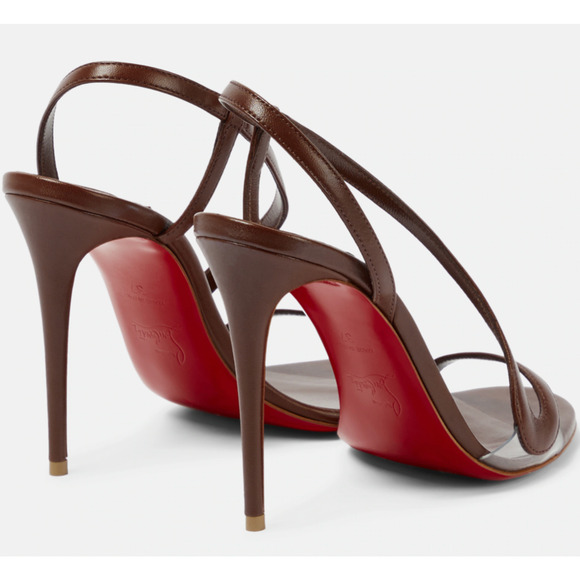 Christian Louboutin Rosalie 100 Nude 8 Brown Ankle Strap Sandal Heel Pump 38 - Picture 10 of 12